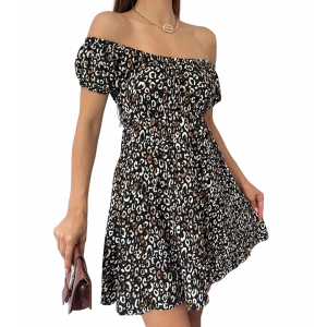 Madonna Yaka Leopar Desenli Elbise