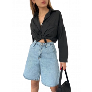 Rahat Kesim Denim Şort Çift Cepli