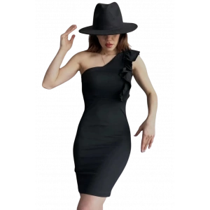 Volanlı Gece Elbisesi - SİYAH