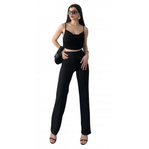 Yüksek Bel  Biyeli Pantolon - SİYAH