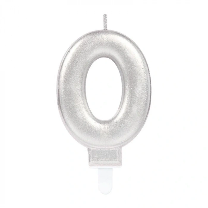 0 Rakam Mum Gümüş Renk (5047)