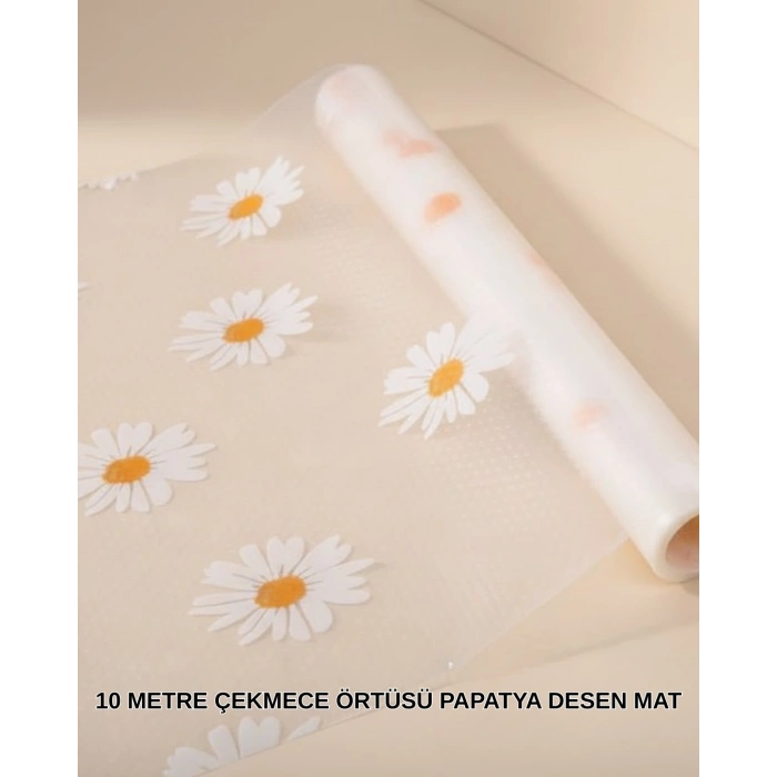 10 Metre Papatya Desenli Kolay Temizlenebilir Çekmece Matı