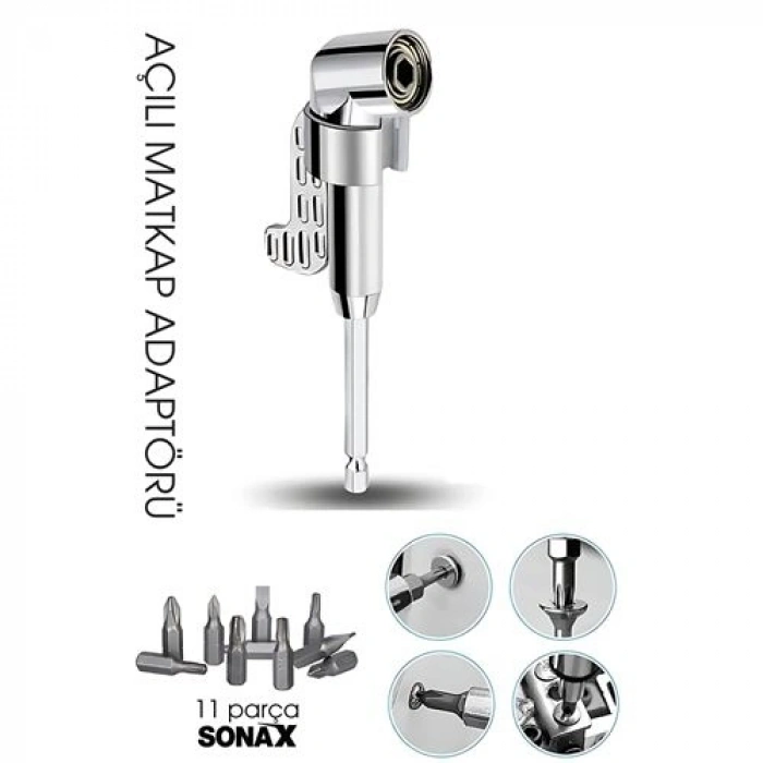 105° Açılı Matkap Adaptörü Seti – 1/4” Hex Şaftlı, 11 Parça Çok Fonksiyonlu Vidalama Uçları