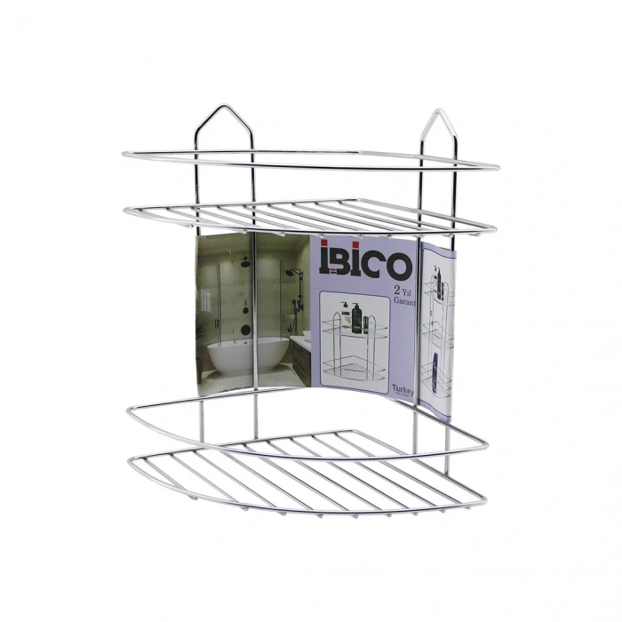 2 KATLI - ÜÇGEN   KROM   METAL  BANYO KÖŞELİK - DUŞKABİN RAF (5047)