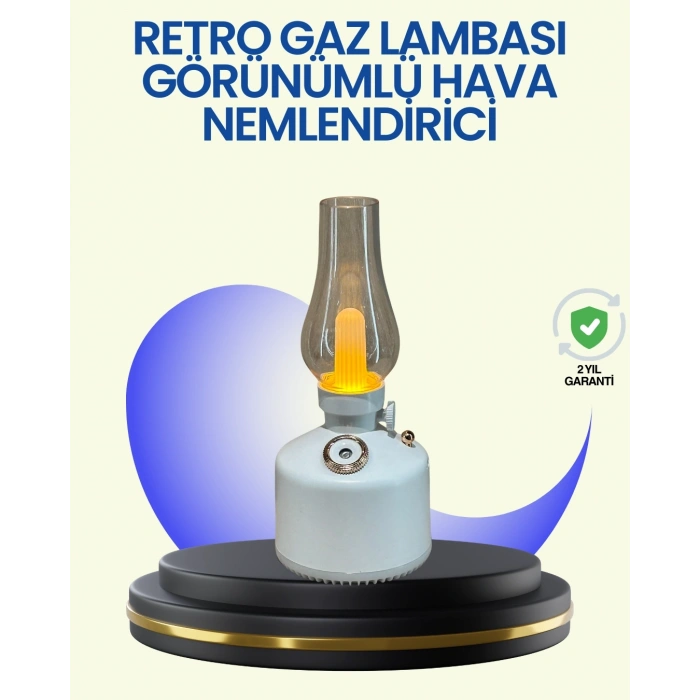 280 ml Tanklı Retro Gaz Lambası Difüzör USB Şarjlı Hava Nemlendirici
