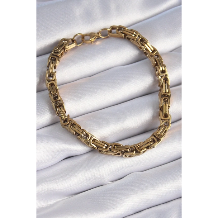 316L Çelik Gold Renk Kral Zincir Model Erkek Bileklik