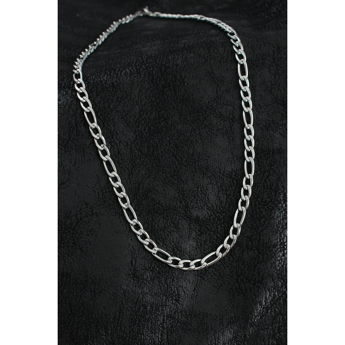 316L Çelik Kalın Figaro Zincir Model Gümüş Renk Erkek Kolye