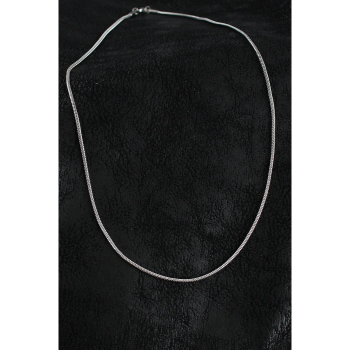 316L Çelik Örme Zincir Model Gümüş Renk Erkek Kolye