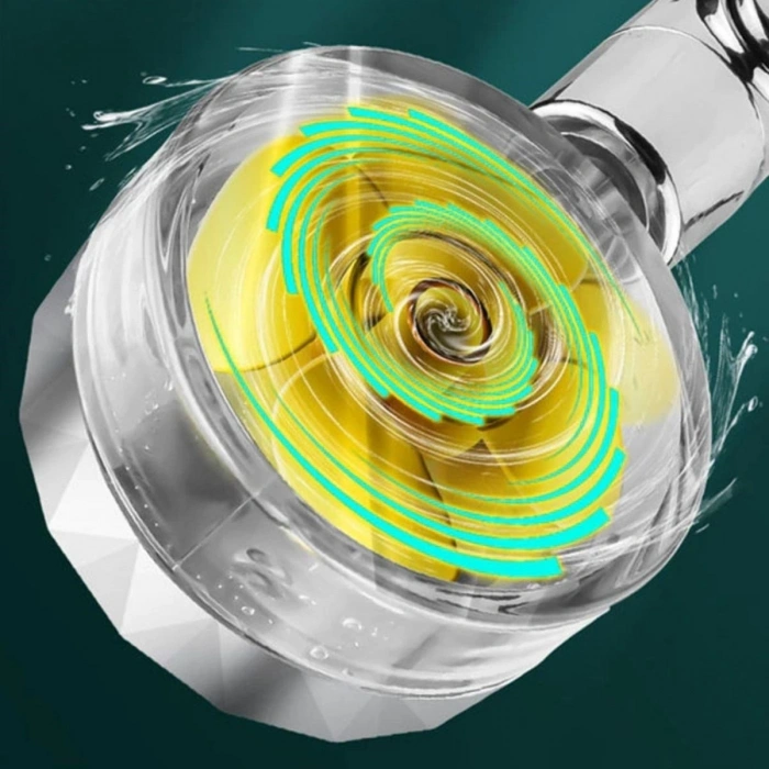 360 derece Döner Turbo Pervaneli Serinletici Tasarım Start Stop Tuşlu Duş Başlığı (5047)