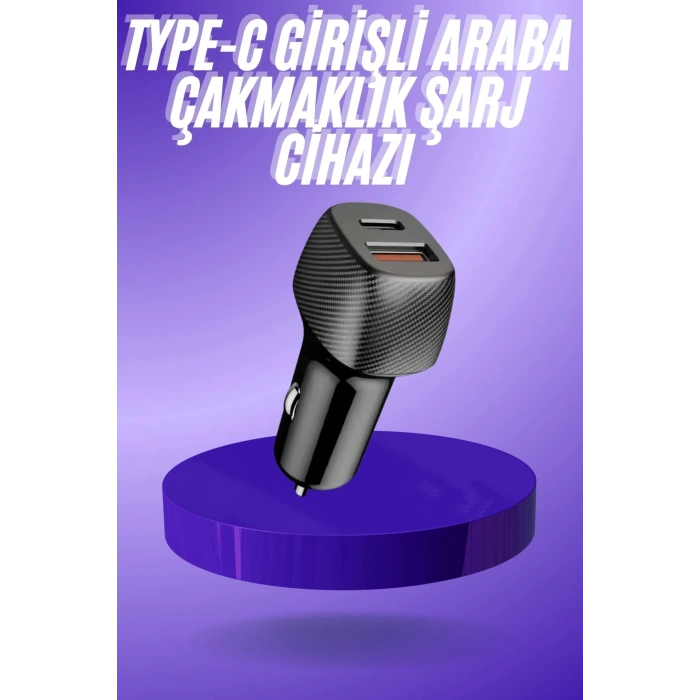 38W USB Type-C Girişli Oto Çakmaklık Araç İçi Hızlı Şarj Çakmaklık Şarj Aleti