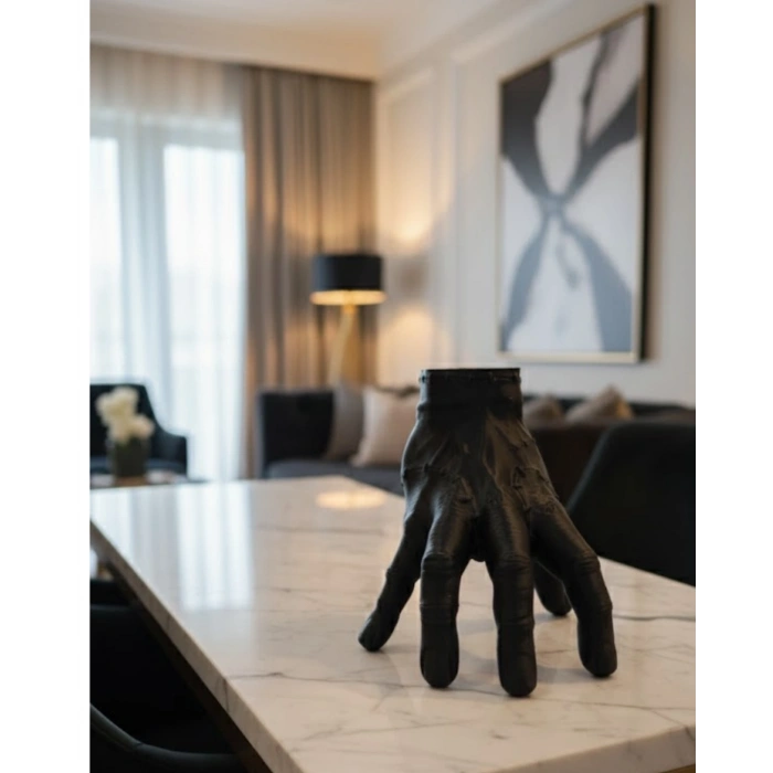 3D Siyah El Heykeli 17x16 cm Raf ve Masa Üstü Dekor