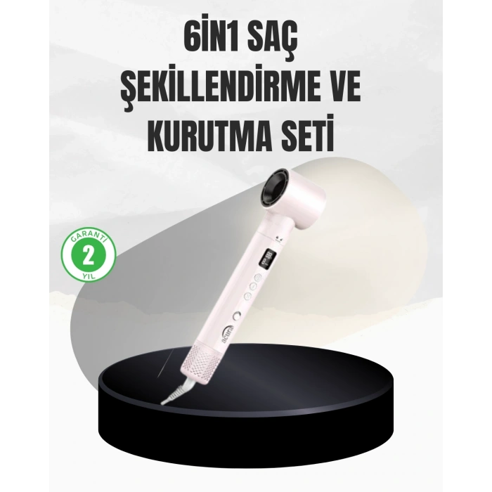 6 Başlıklı Hızlı Kurutma ve Bukle Şekillendirme Seti