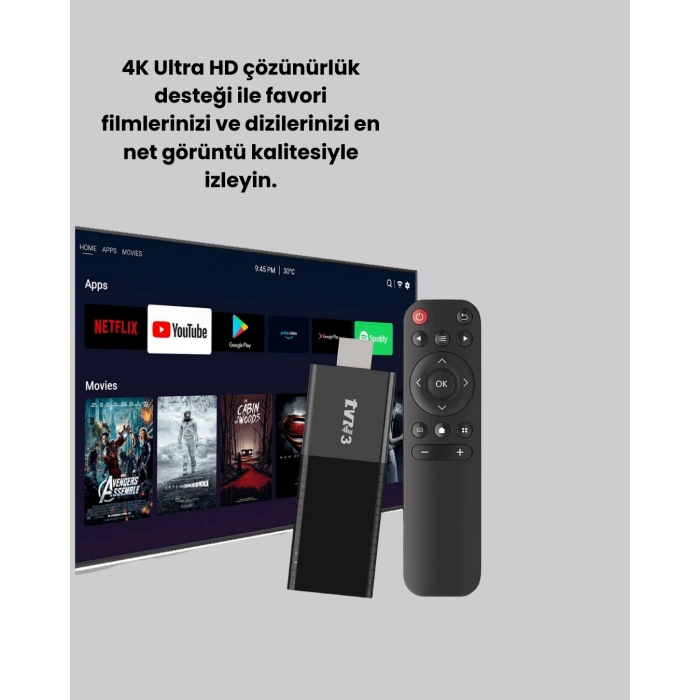 Android TV Stick 2GB RAM 16GB Depolama Kapasiteli