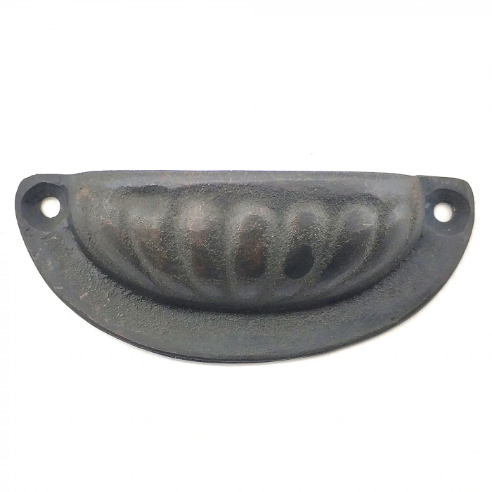 Antika Tarz Dekoratif Pirinç İstiridye Tas Mobilya Kulbu - 37x87 mm, Oksit