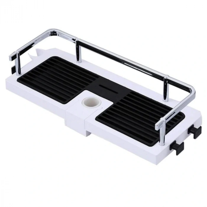 Banyo Direğine Asılabilir Köşelik Şampuanlık Sabunluk Çift Askılı Düzenleyici Raf Paslanmaz (5047)