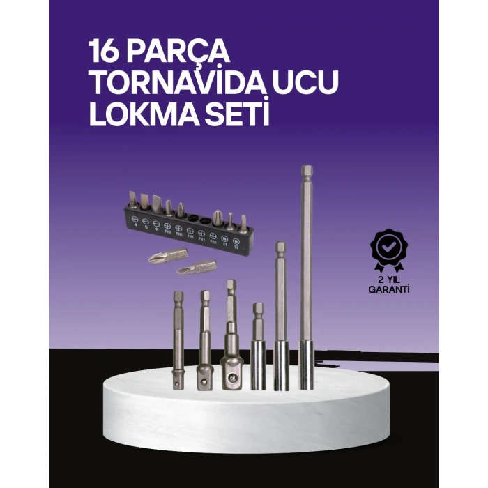 Çok Amaçlı 16lı Bits Uç Seti Dayanıklı Tornavida Adaptör