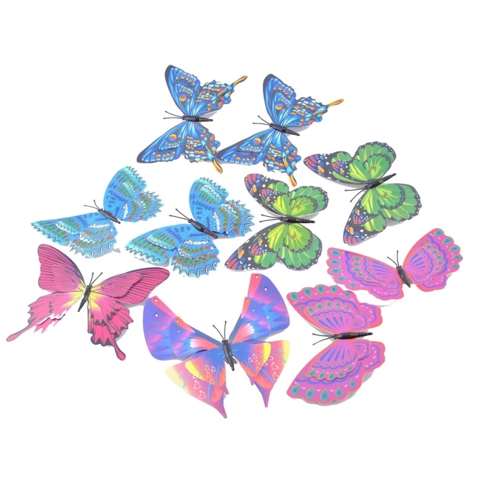 Dekoratif Saksı Duvar Perde Süs Kelebekleri Küçük Boy 10 Adet (5047)