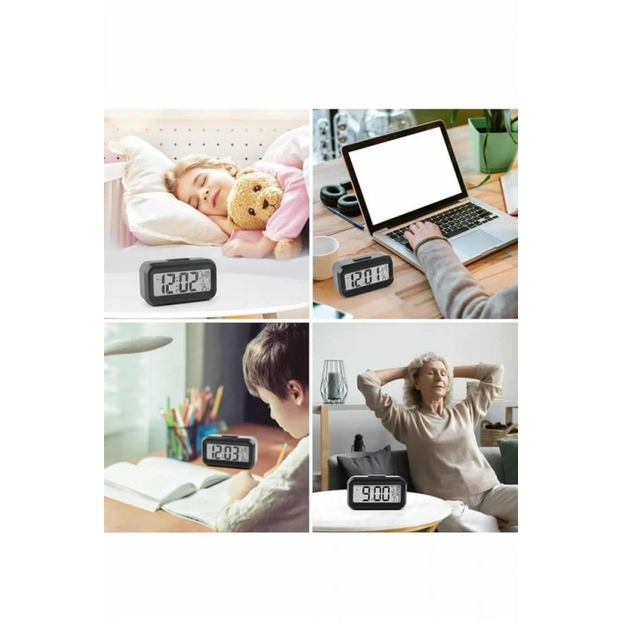 Dijital Işıklı Alarmlı Çalışma Masası Ekran Pilli Çalar Saat