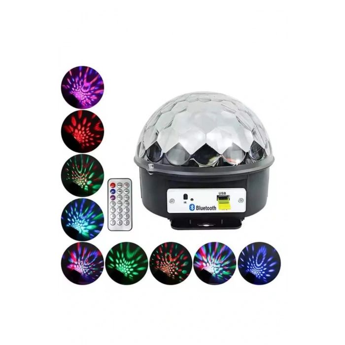 Disko Topu Renkli Işıklı Lazer Parti Bluetooth Bağlantılı Led Küre