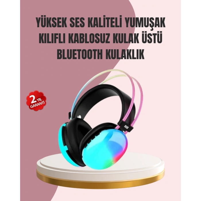 Düşük Gecikmeli Bluetooth 5.3 Gaming Kulaklık – RGB Işıklı