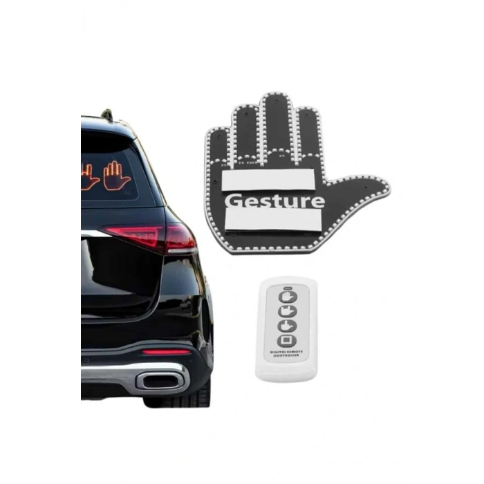 El Orta Parmak Led Kumandalı Araç İçi Reflektör Arka Cam El Simgesi