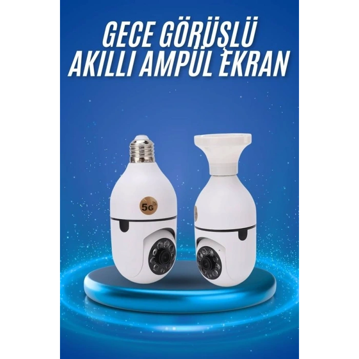 Gece Görüşlü Akıllı Dönebilen Ev Kamerası Ampül Kamera