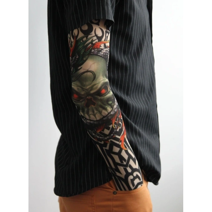 Giyilebilir Kol Dövmesi Çorap Dövme 3D Baskılı Kol Bacak Dövme 2 Adet Model 14 (5047)