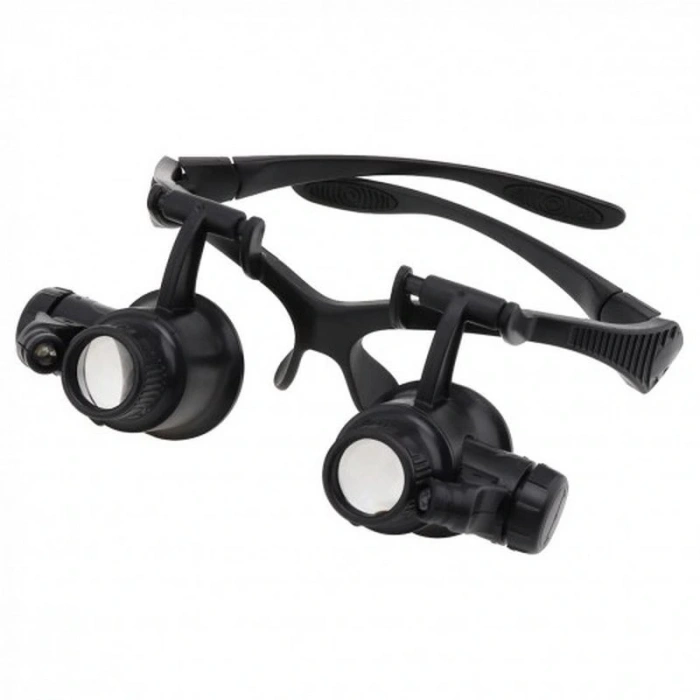 Gözlük Modeli 10X 15X 20X 25X Lens 2 Led Işıklı Büyüteç 9892G