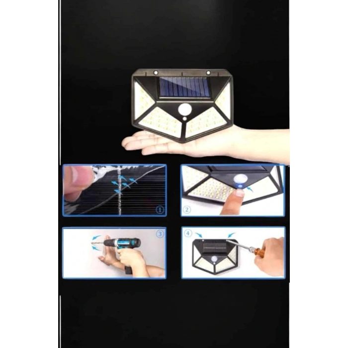 Güneş Enerjili Bahçe Aydınlatma Lambası Solar 100 Led Lamba