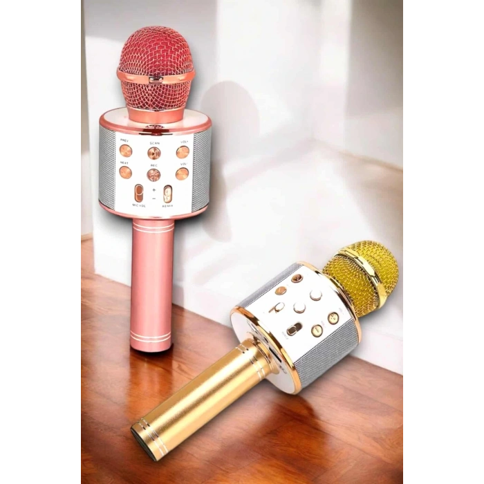 Kablosuz Bluetooth Karaoke Mikrofon USB ve AUX Girişli, Yüksek Ses Kalitesi