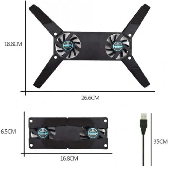 Katlanabilir Laptop Soğutucu 2 fanlı (5047)