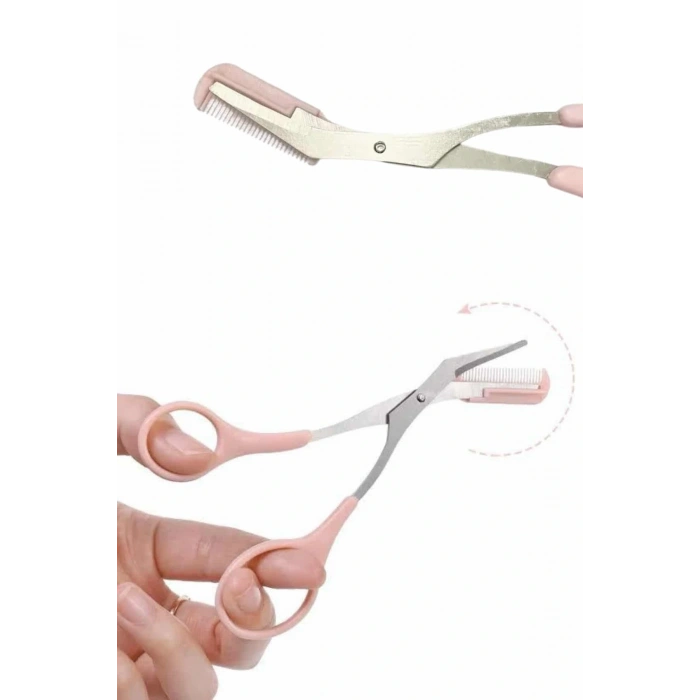 Kavisli Kaş Düzeltici Seti Kaş Makası ve Kaş Usturası Paslanmaz Çelik lı