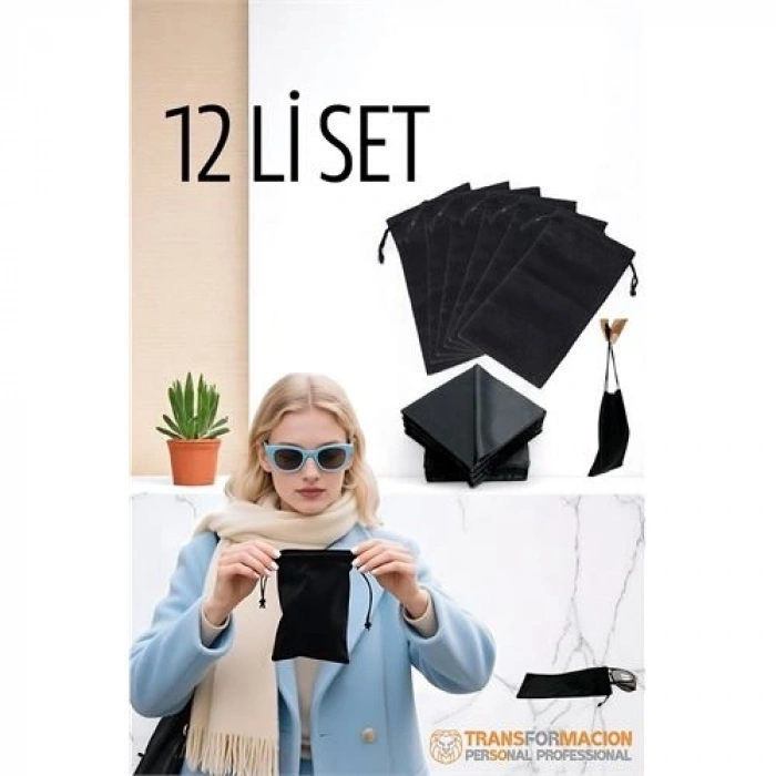 Kumaş Gözlük Kılıfı 6+6 Kılıf+Bezli SET