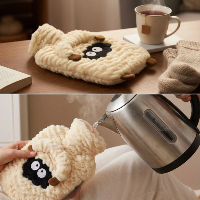Kuzucuk Figürlü Peluş Sıcak Su Torbası 1 Lt – Yumuşak Kılıf, Uzun Süre Sıcak Tutan Termal Su Torbası (5047)