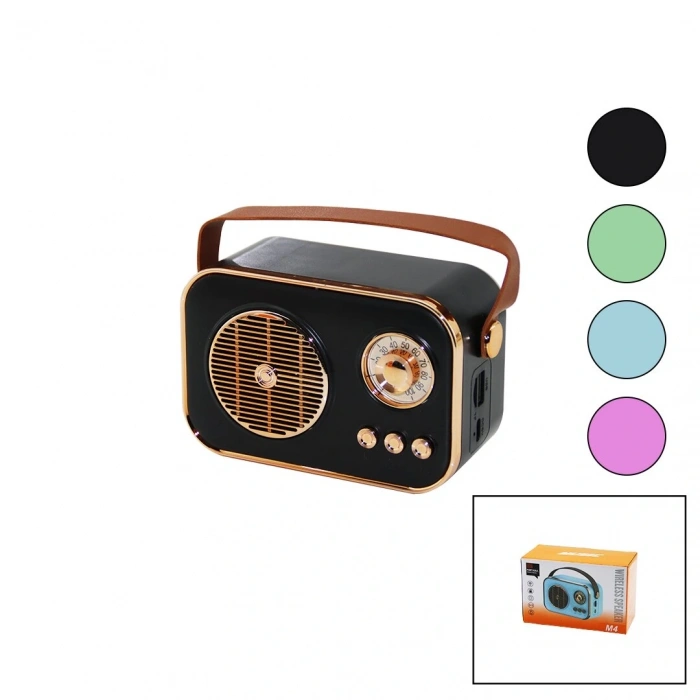 M4 PORTABLE WİRELESS HOPARLÖR - SPEAKER IŞIKLI USB ŞARJLI RENKLİ KASA - BRONZ ÇERÇEVEUSB - DC 5V - TF (5047)