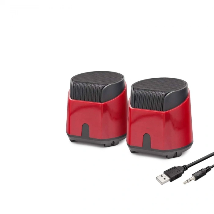 Masaüstü Hoparlör 1+1 USB + 3.5mm - Kırmızı HD6024R