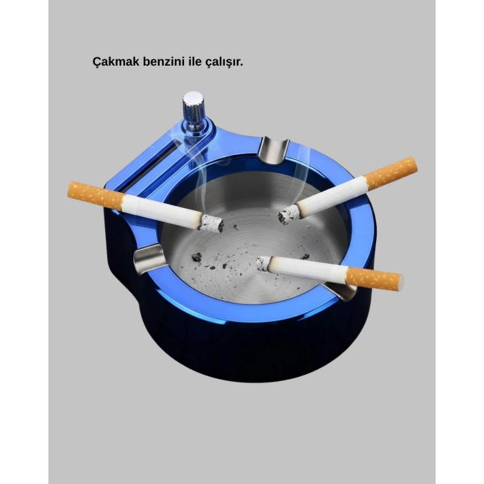 Metal Küllük ve Çakmak Seti Yuvarlak Modern Tasarım