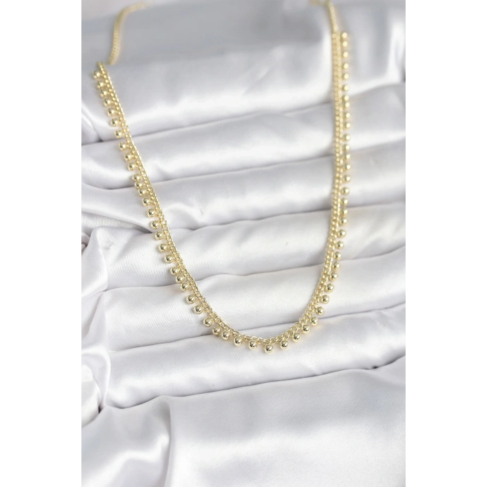 Pirinç Gold Renk Sıralı Topçuk Model Kadın Kolye