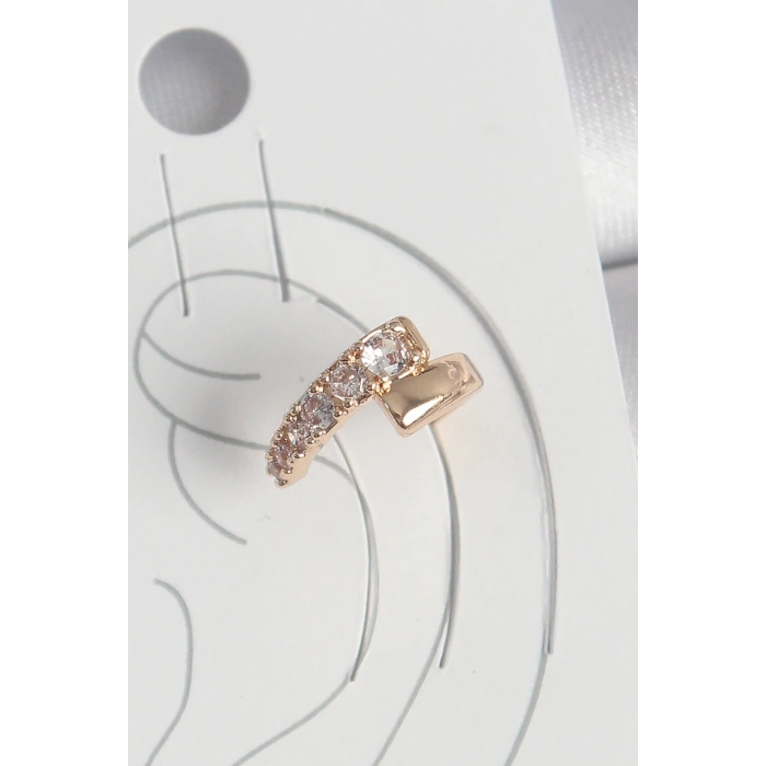 Pirinç Gold Renk Zirkon Taşlı Kadın Kıkırdak Küpe