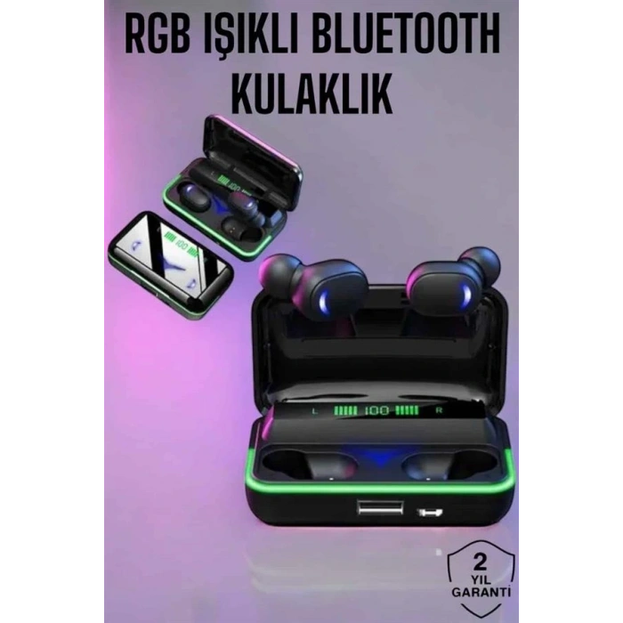 Powerbank Özellikli Kablosuz Bluetooth Kulaklık RGB Işıklı
