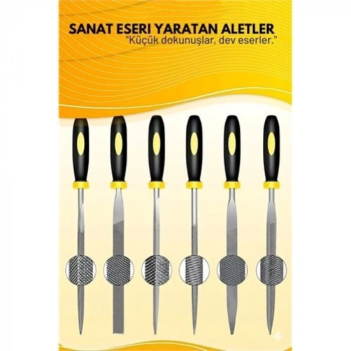 Profesyonel 6lı Ahşap Eğe ve Törpü Seti - Hassas Oyma ve Şekillendirme Hobi Takımı (17cm)