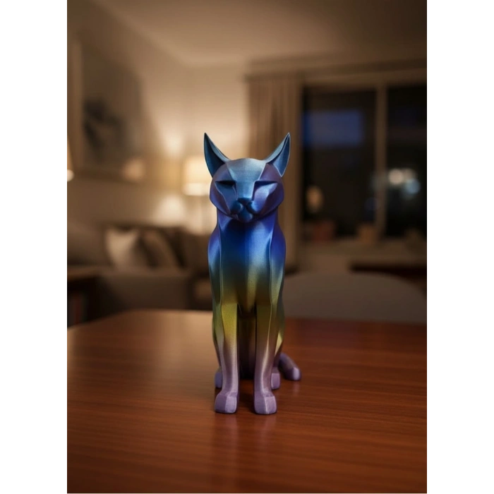 Rainbow Renkli Kedi Biblosu Dekoratif Masa ve Raf Süsü