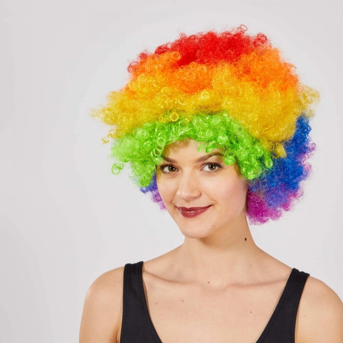 Rengarenk Kıvırcık Afro Bonus Peruk (5047)