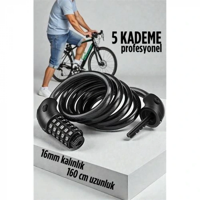 Şifreli Bisiklet Kilidi 16 mm Kalınlık 160 cm Scooter Motosiklet Kilidi - Çelik Kablo