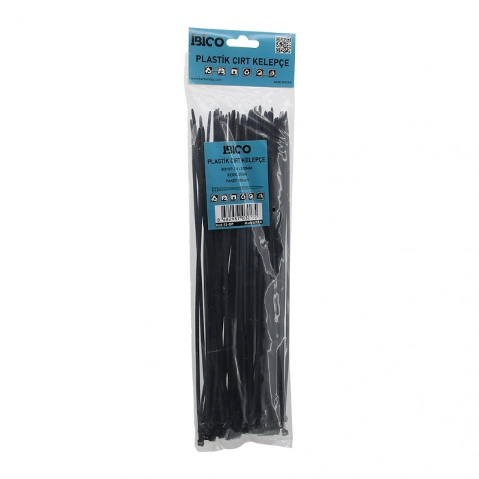 SİYAH   3.6X300MM  PLASTİK CIRT KELEPÇE  100PCS (5047)