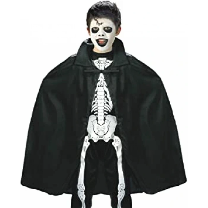 Siyah Renk Yakalı Halloween Pelerini 90 cm (5047)