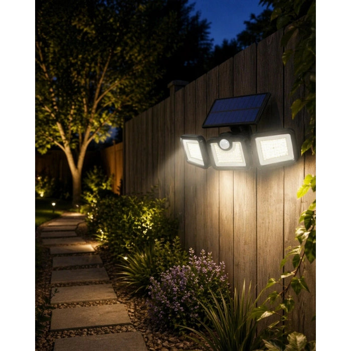 Solar LED Projektör Sensörlü Dış Mekan Güvenlik Lambası