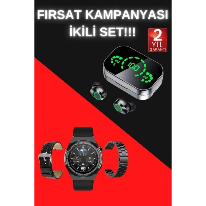 TWS Bluetooth Kulaklık ve Akıllı Saat Uyku Takibi Nabız Ölçer Uzun Pil Ömrü