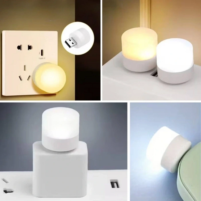 USB Mini Top LED 10’lu Aydınlatma Seti – Beyaz Renkli Gece Lambası, Enerji Tasarruflu Mikro LED Işıklar (5047)