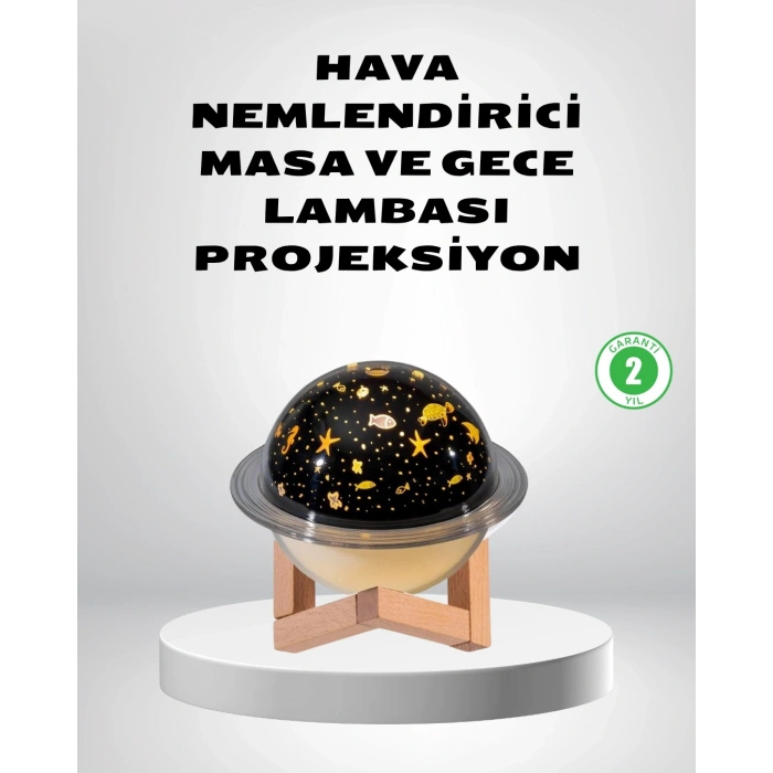 USB Projeksiyon Gece Lambası ve Hava Nemlendirici – Aromaterapi Destekli, Taşınabilir Mini